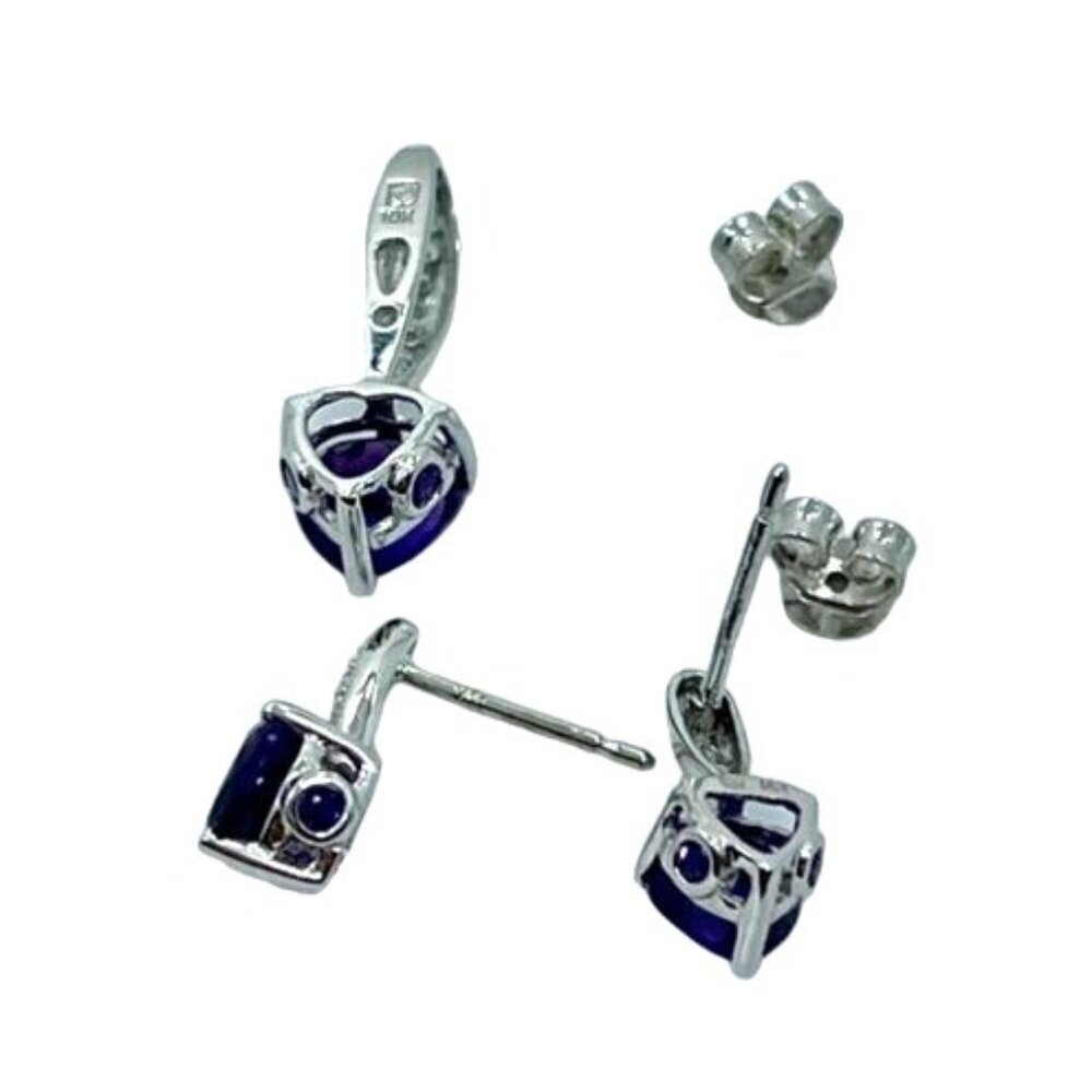 10K White Gold Heart-Shaped Amethyst and White Sapphire Earrings and Pendant Set - Picture 5 of 5